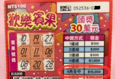 刮刮樂中1萬丟桌上!彩券行PO文找幸運兒 網讚爆「良心店家」