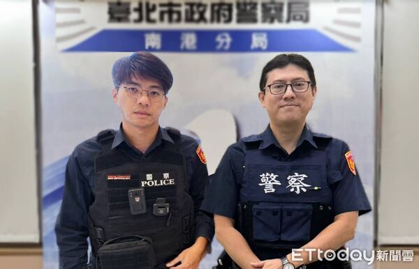 ▲南港所警員方紹羽、王少軍熱心攔阻民眾匯款。（圖／記者張君豪翻攝）