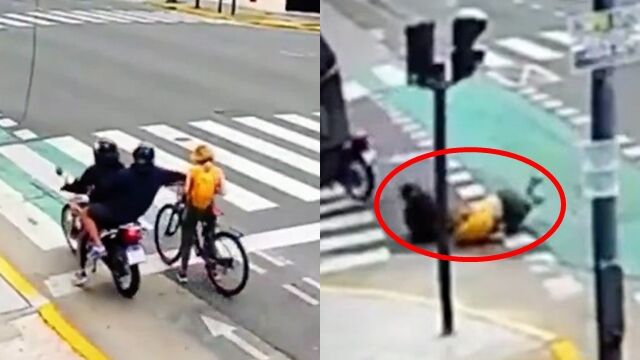 飛車搶劫糗了!反遭金髮妹「抓狂死命拽下車」 慘跌馬路超狼狽