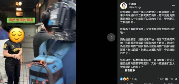 ▲▼立委王鴻薇批青鳥側翼搭配三立製造假新聞。（圖／翻攝臉書）
