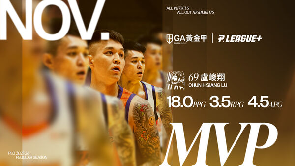 ▲領航猿盧峻翔生涯第7度奪下PLG職籃單月MVP 。（圖／PLG提供）