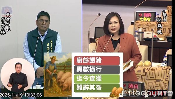▲市議員林燕祝於總質詢提出「尚好肥」產品疑義，要求市府釐清肥料與培養土分類。（記者林東良翻攝，下同）