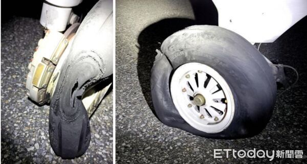 ▲▼安捷航空去年11月一架B-86002航班執行緊急醫療服務，返程時在金門機場落地爆胎。（圖／運安會提供）