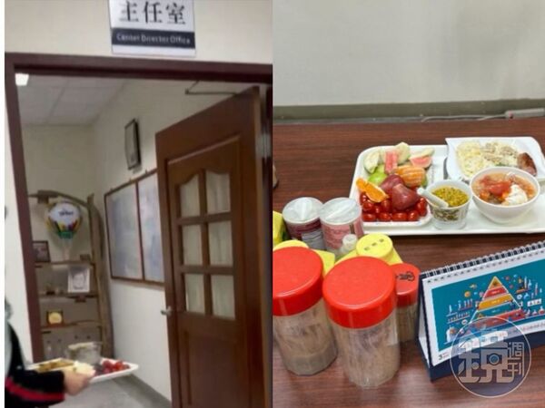 女技工每天固定11點開煮，12點不到就將餐點親送至主任辦公室，供簡享用。（讀者提供）