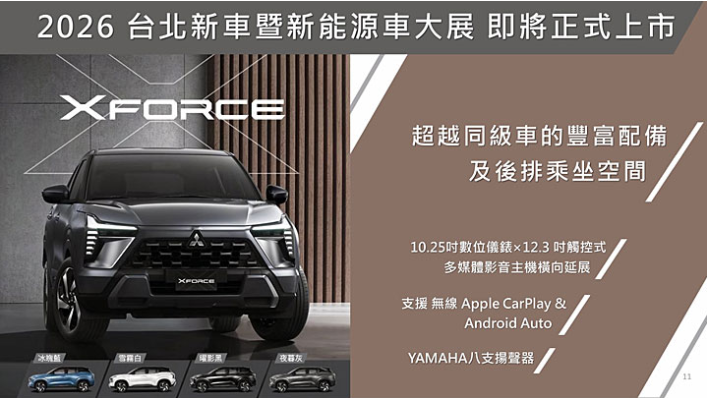 ▲中華汽車法說會官宣！Xforce小休旅確認年底車展上市。（圖／翻攝自中華、三菱）