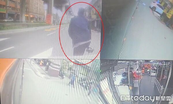 ▲高男被按喇叭心生不滿，騎腳踏車追上公車攔停理論。（圖／記者陸運陞翻攝）