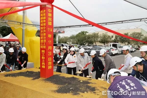 ▲虎尾青埔分洪道工程開工，象徵治水工程正式起跑。（圖／記者游瓊華翻攝）