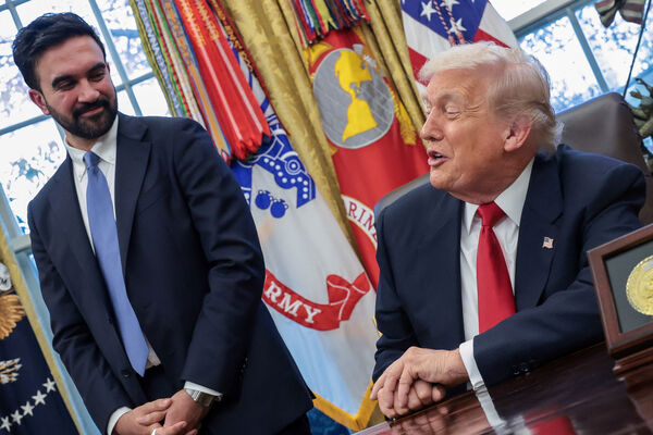 ▲▼ 美國總統川普與紐約市長當選人曼達尼（Zohran Mamdani）21日在白宮會談。（圖／路透）