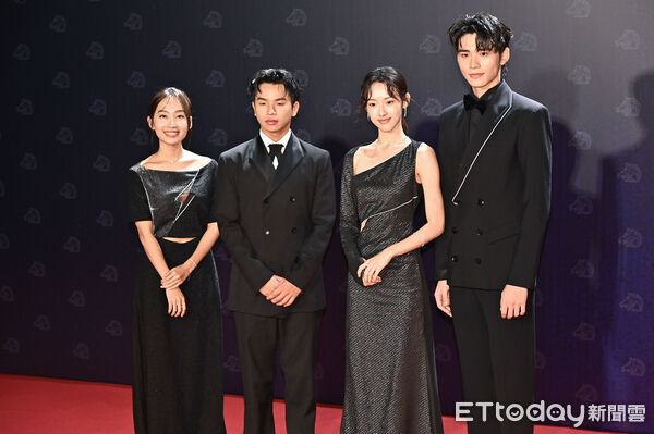 ▲▼第62屆金馬獎頒獎典禮星光大道，金馬遞獎大使王品澔、何曼希、陳泰河、楊富江。（圖／記者林敬旻攝）