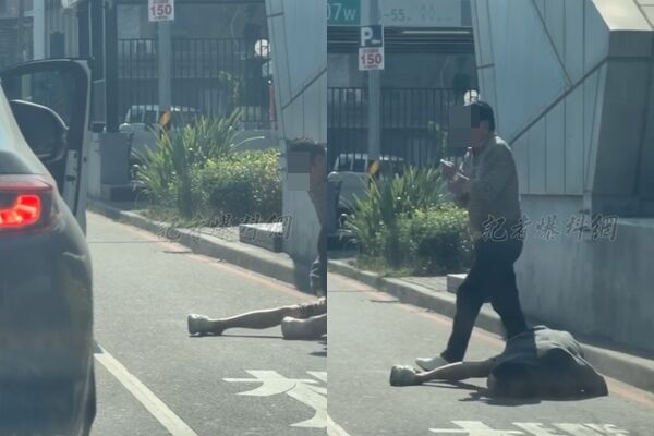 ▲▼台南女癱軟在路邊。（圖／翻攝《記者爆料網》）