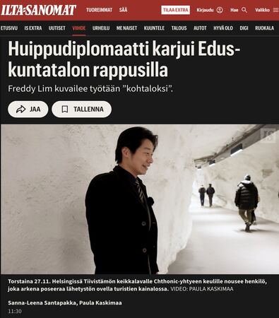 ▲▼我駐芬蘭代表林昶佐近日再登上芬蘭大報Ilta-Sanoma的政治版跟娛樂版。（圖／林昶佐臉書）