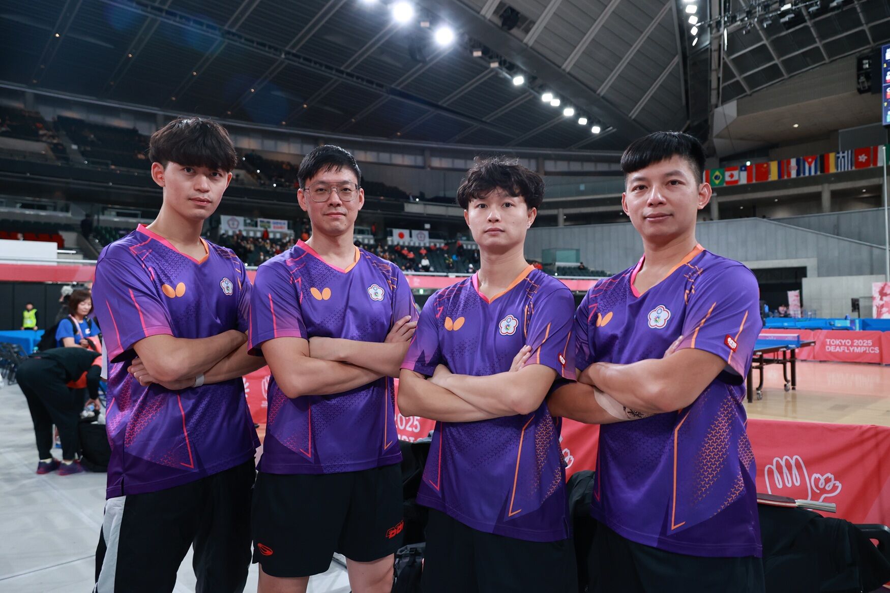 ▲▼東京聽奧桌球男子團體賽盧仕杰(左1)、楊榮宗(左2)、王顗翔(右2)、郭岳東(右1)等選手攜手創下連6屆奪牌紀錄。（圖／運動部提供）