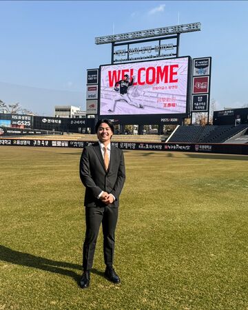 ▲王彥程首度造訪韓華鷹大田主場。（圖／悍創運動行銷提供）