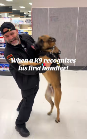 警犬認出第一位領犬員。（圖／翻攝自Tiktok@dpk9services）