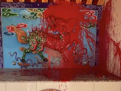 惡劣！彰化社頭百年土地公廟12月將入新厝　竟遭潑紅漆破壞