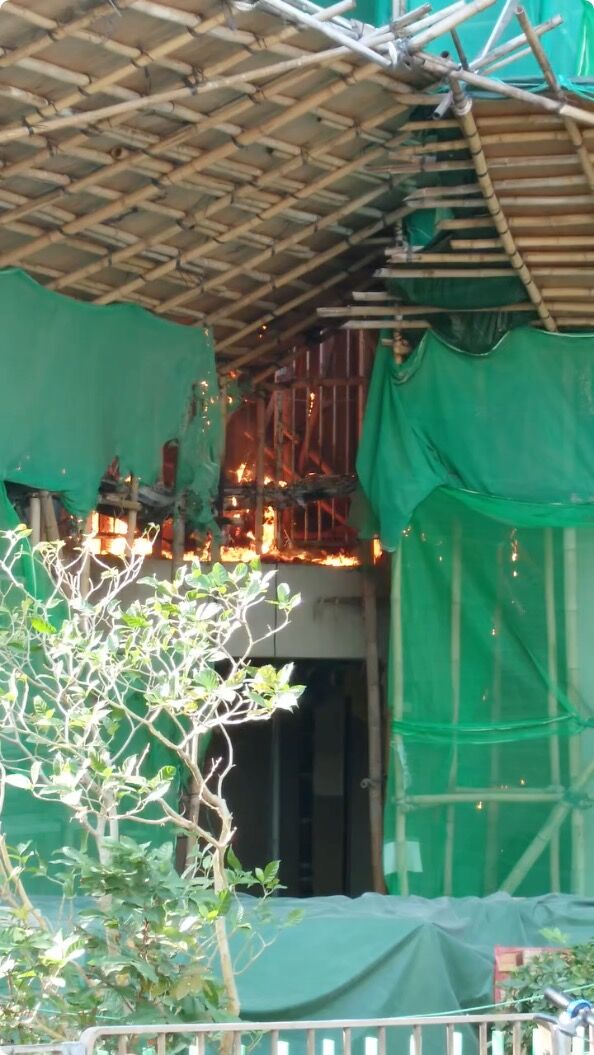 ▲▼宏福苑疑似最先起火點影片瘋傳。（圖／翻攝Thraeds）