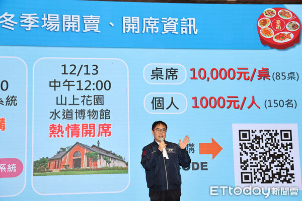 ▲台南總舖師四季辦桌冬藏場11/29開賣，黃偉哲市長親頒米其林得獎店家獎狀。（記者林東良翻攝，下同）