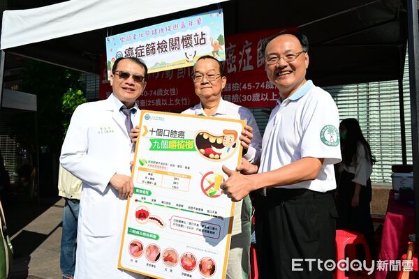 ▲亞大醫院副院長林志隆與家醫科林益卿主任在場提醒民眾癌症篩檢重要性。（圖／記者游瓊華翻攝）