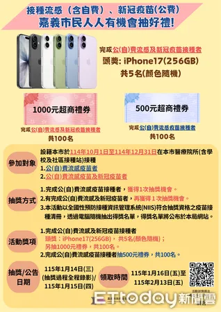 ▲▼  嘉市公費流感疫苗剩不到1萬劑 衛生局12/6增設2場接種站 呼籲符合資格者把握機會施打   。（圖／嘉義市政府提供）