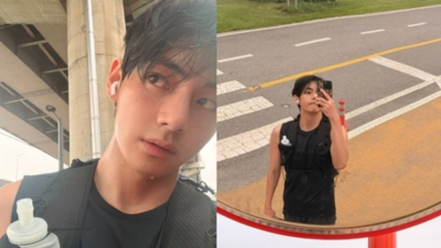 BTS V漢江「零偽裝」跑步!無袖濕身照曝光 粉絲哀號:怎麼沒認出