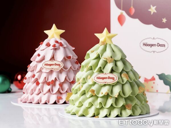 ▲▼哈根達斯推出冬季限定「巧酥系列」，同步開賣2款聖誕樹造型蛋糕。（圖／哈根達斯提供）