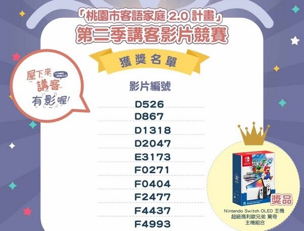 桃園客語家庭2.0計畫　第二季家庭講客影片競賽優選作品出爐