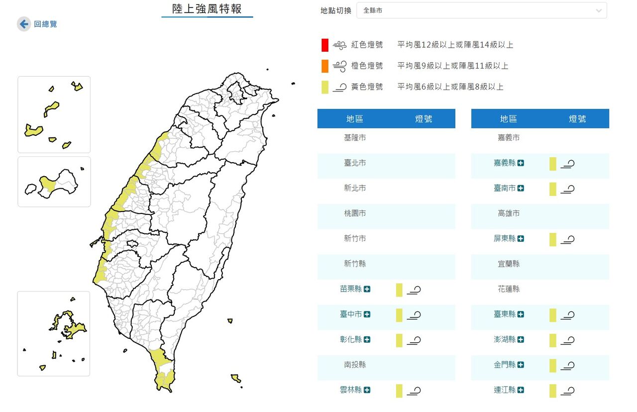 強風來襲!「全台11縣市」發布黃色燈號警示