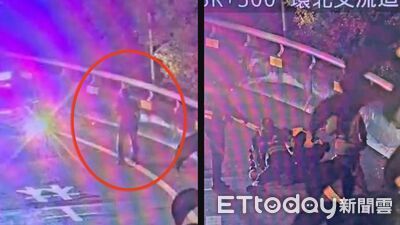 國1五汐高架道火爆衝突!狂男持榔頭追人打 毀車傷警遭壓制