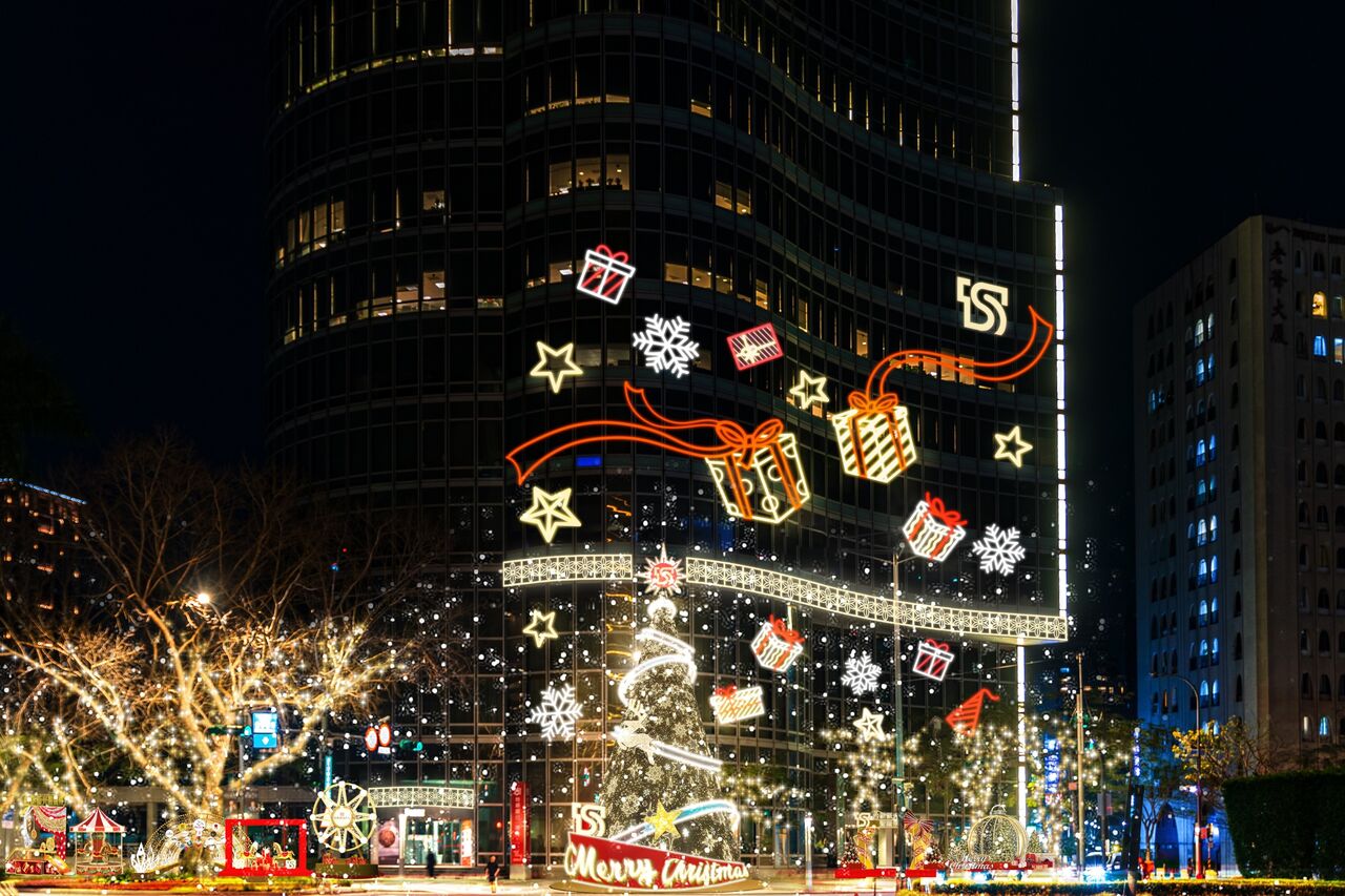 台新新光金控5日聖誕點燈 營造仁愛圓環溫馨浪漫雪景