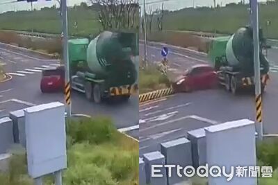 驚險!彰化紅車闖紅燈遭撞 「旋轉180度卡死」3人受傷