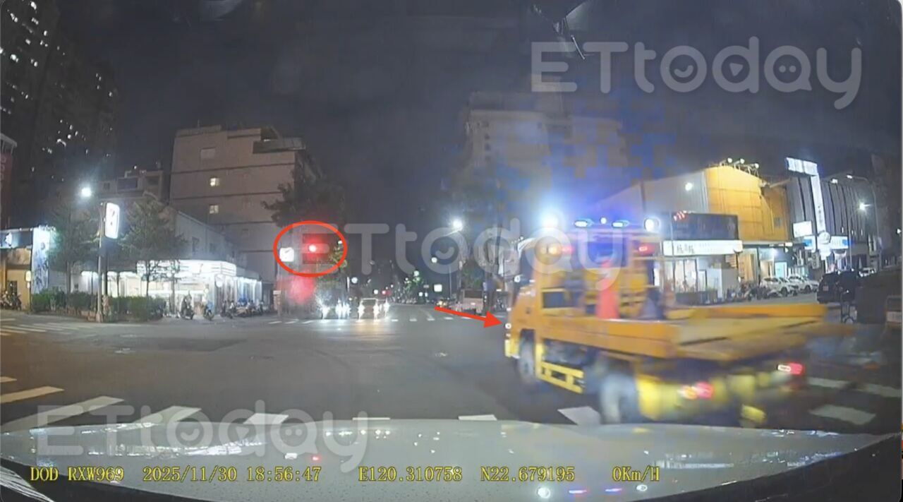 獨／民間拖吊車扮警車「爆閃紅藍燈」鳴笛狂衝畫面曝　下場慘了