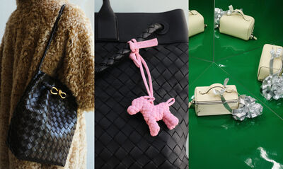 冬日節慶新品推薦！BV金色編織搭動物吊飾太美、Valextra亮片Bucket包