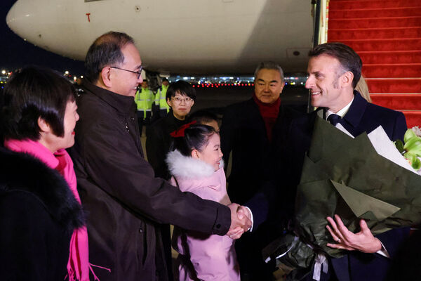 ▲法國總統馬克宏訪問中國大陸。（圖／路透）