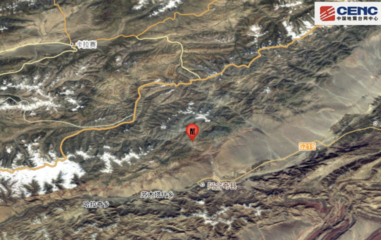 ▲新疆克孜勒蘇州阿合奇縣發生規模6.0地震。（圖／翻攝央視）