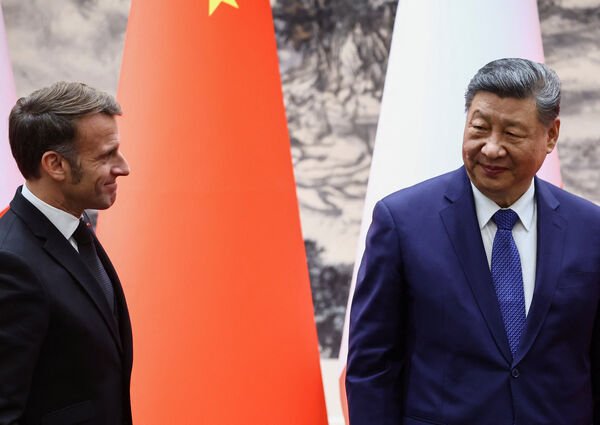 ▲法國總統馬克宏訪問中國，與大陸國家主席習近平會談。（圖／路透）