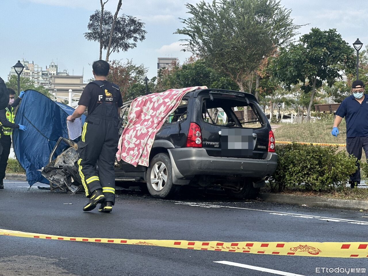 快訊／台中知名親子公園旁「火燒休旅車」！　1人燒成焦屍慘死