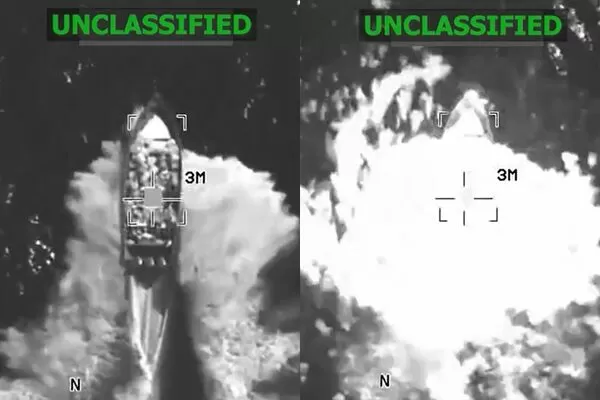 ▲▼美軍南方司令部（Southern Command）在東太平洋國際水域對一艘涉嫌載運毒品的船隻發動攻擊，造成船上4名男子死亡。（圖／翻攝自X／@Southcom）