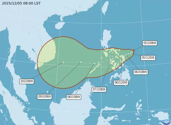 ▲▼熱帶性低氣壓TD32生成。（圖／氣象署提供）