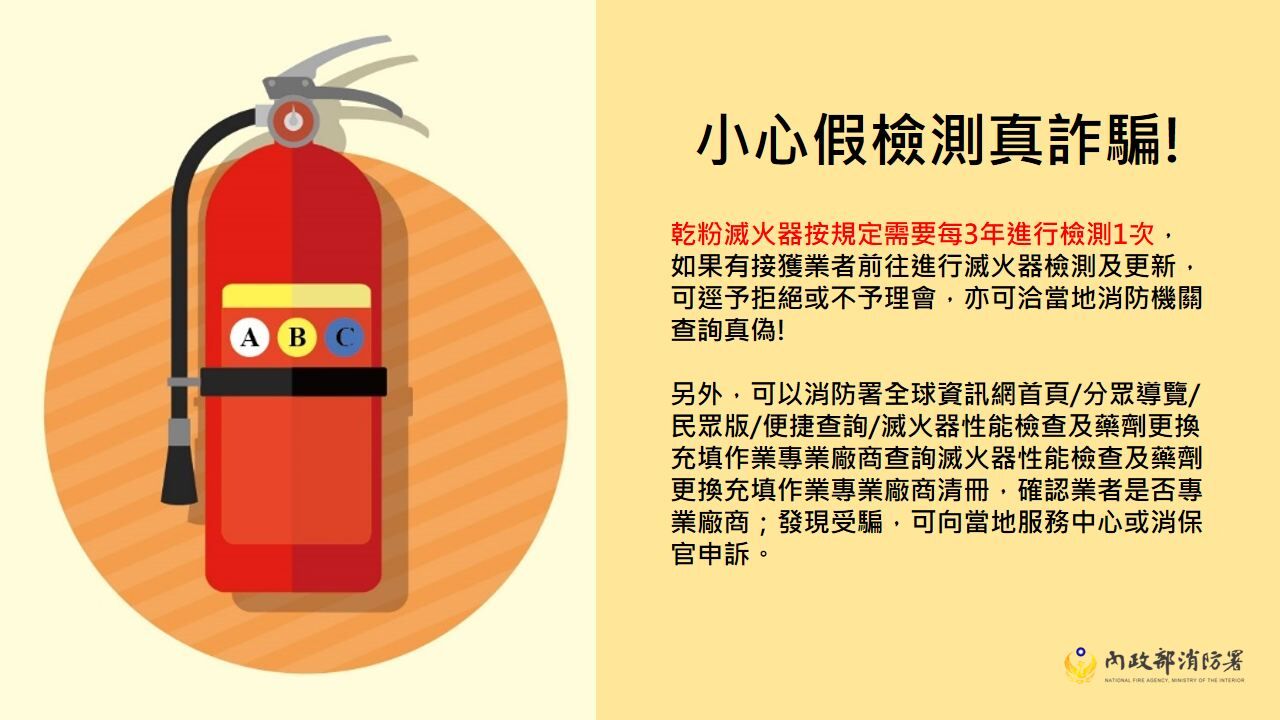 ▲不法業者冒名上門推銷滅火器 基隆消防局提醒3步驟防受騙。（圖／記者郭世賢翻攝）