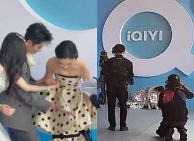 林允走紅毯當眾慘摔！男星一秒出手「偶像劇救美」　恨天高鞋帶斷裂