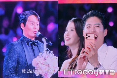 直擊／《苦盡》哈洗大叔得獎感言太幽默！ 朴寶劍秀新手機狂拍　IU笑翻