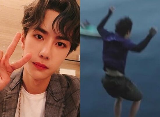 ▲王一博失手落海。（圖／翻攝自微博）