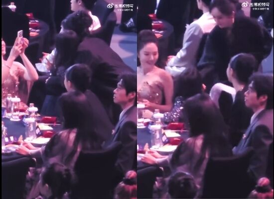 ▲楊冪魏大勛罕見同框。（圖／翻攝自微博）