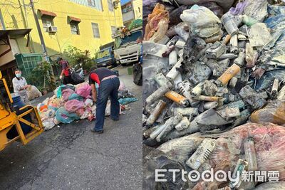 垃圾車突冒煙起火！清潔隊員見燒焦塑膠袋　打開發現破百支打火機