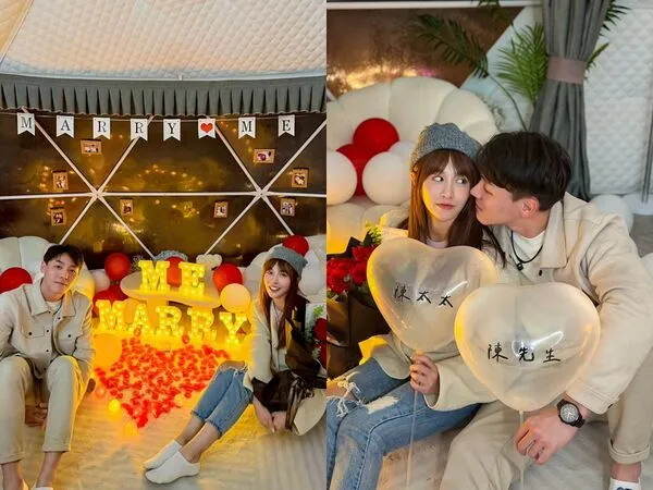 ▲▼陳晨威求婚成功！親吻告白啦啦隊女神啾啾。（圖／翻攝自Threads）