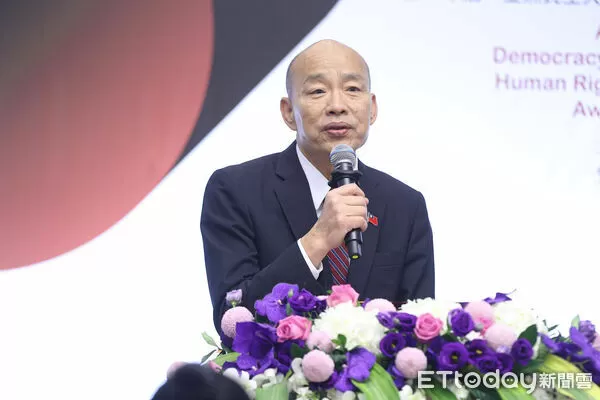 ▲民主基金會董事長韓國瑜出席亞洲民主人權獎頒獎典禮。（圖／記者林敬旻攝）