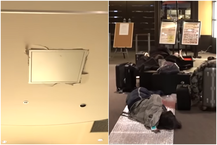 7.6強震猛搖!北海道機場「天花板崩落」漏水 200旅客滯留過夜