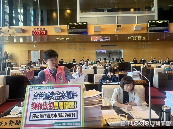 ▲千萬搶案、泳池亮槍全蓋牌！議員怒轟中市警「粉飾太平」凍結474萬預算。（圖／市議員陳俞融提供）