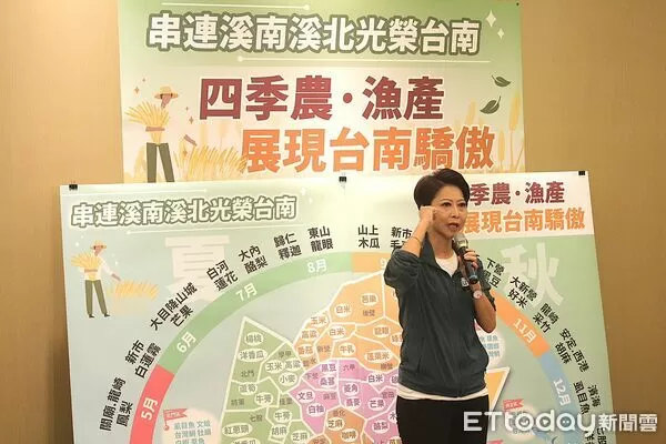 ▲陳亭妃提出「四季農・漁產」政策主軸，強調以制度、科技與市場三面向重塑台南農漁業體質。（記者林東良翻攝，下同）