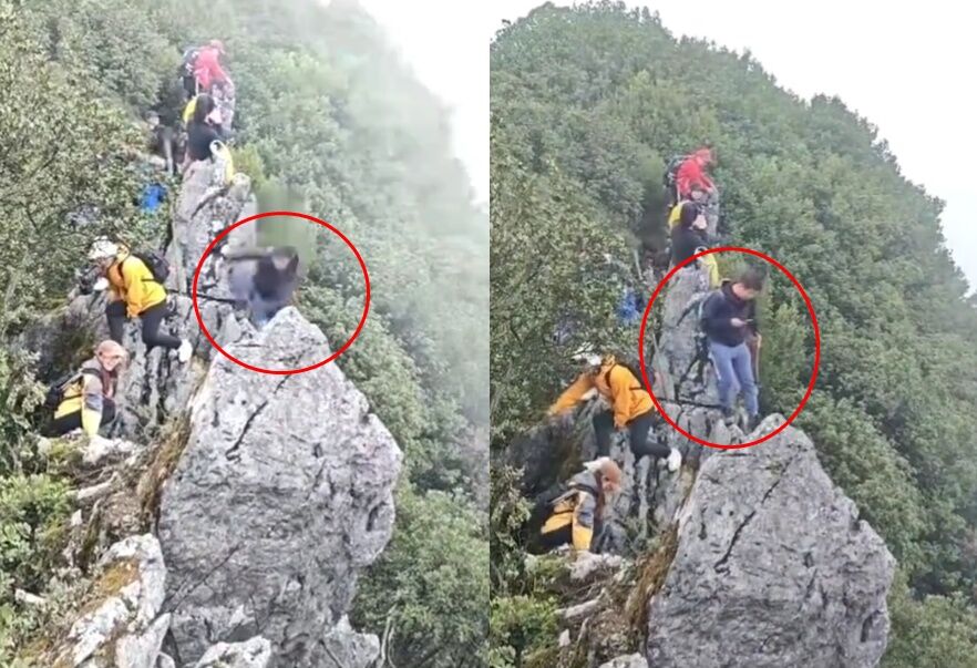 邊爬山邊看手機?他腳下突崩落「墜40公尺深谷」 驚悚畫面曝